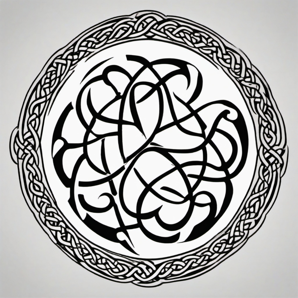 celtic symbol tattoo  simple color tattoo,minimal,white background