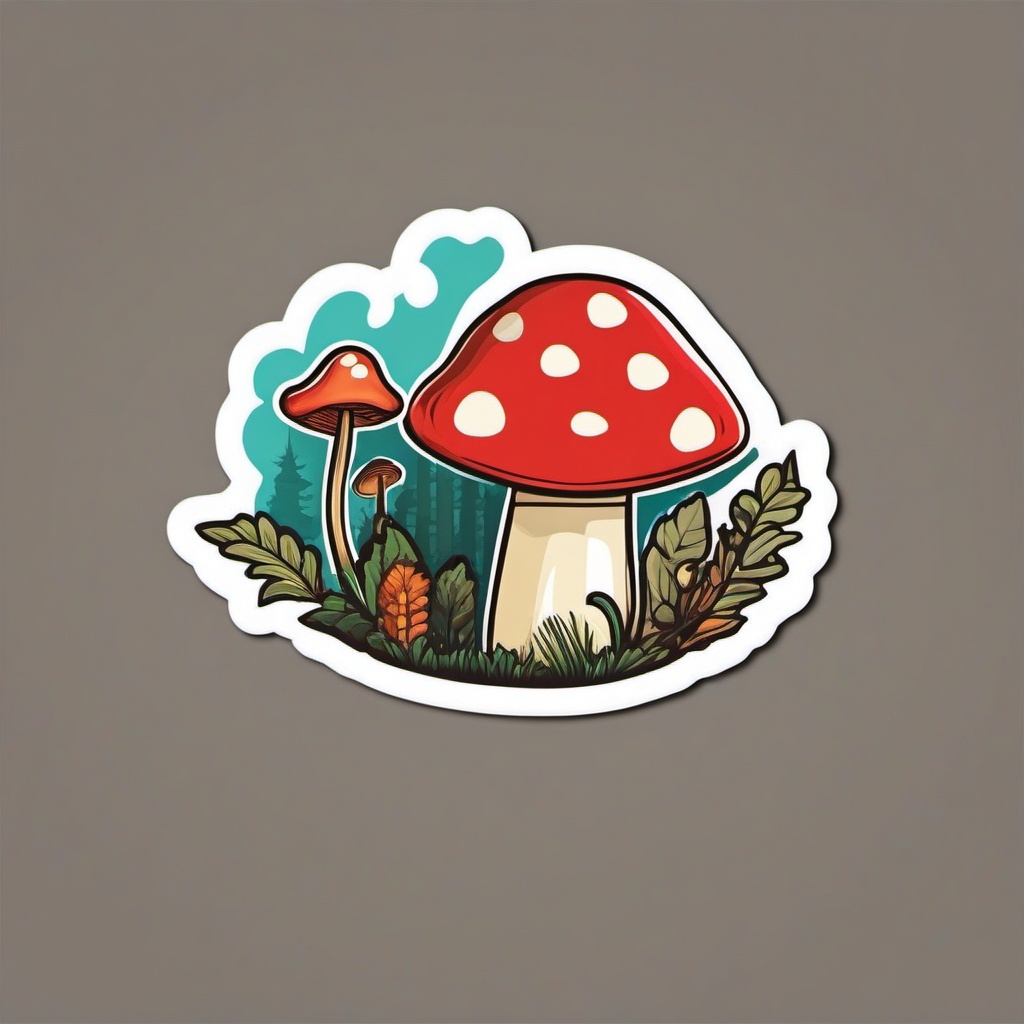 Mushroom Sticker - Mushroom for nature vibes, ,vector color sticker art,minimal