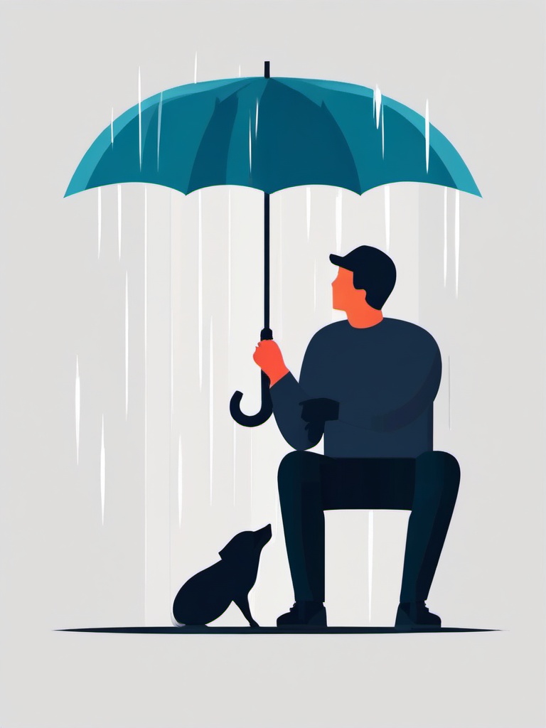 Umbrella clipart - umbrella shielding a person from heavy rain  color,minimalist,vector clipart