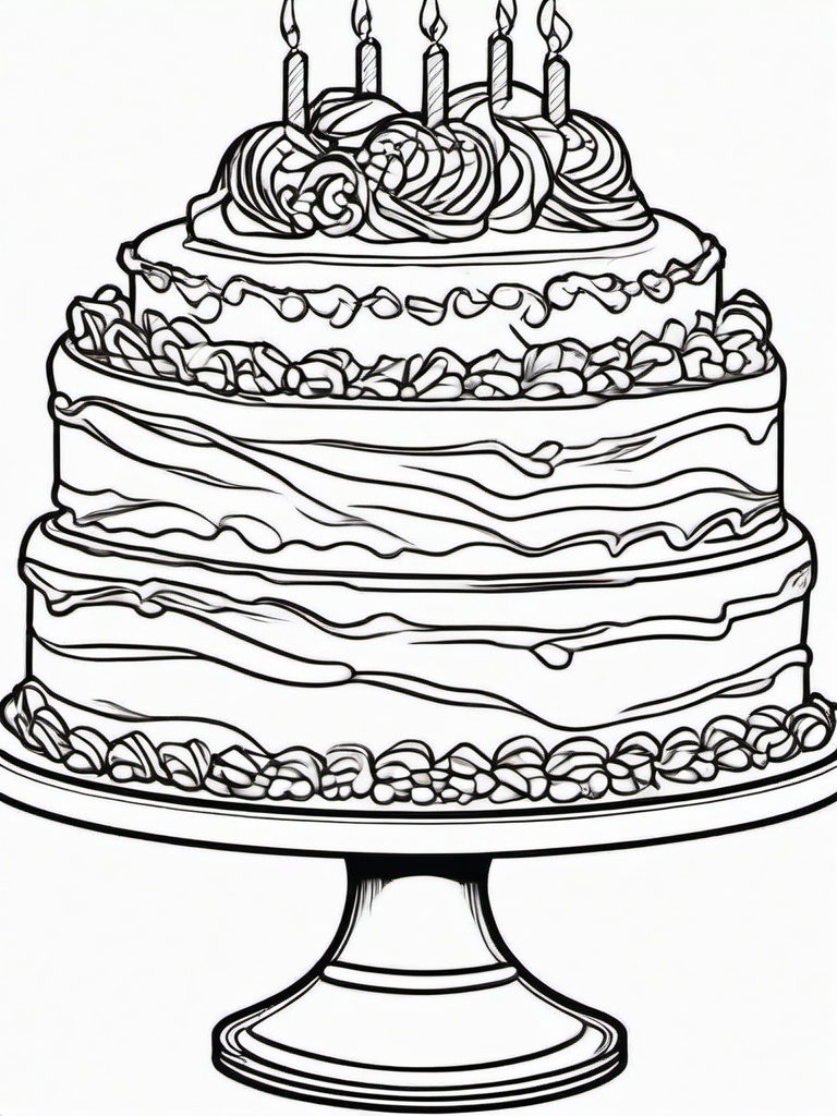 Cake Coloring Pages - Chocolate cake with chocolate curls  simple coloring pages