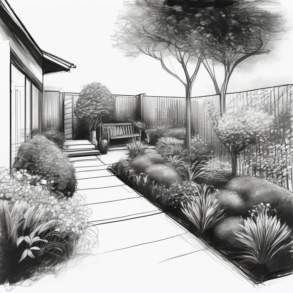 sketch of garden  minimal rough sketch scribbles,doodles,black and white