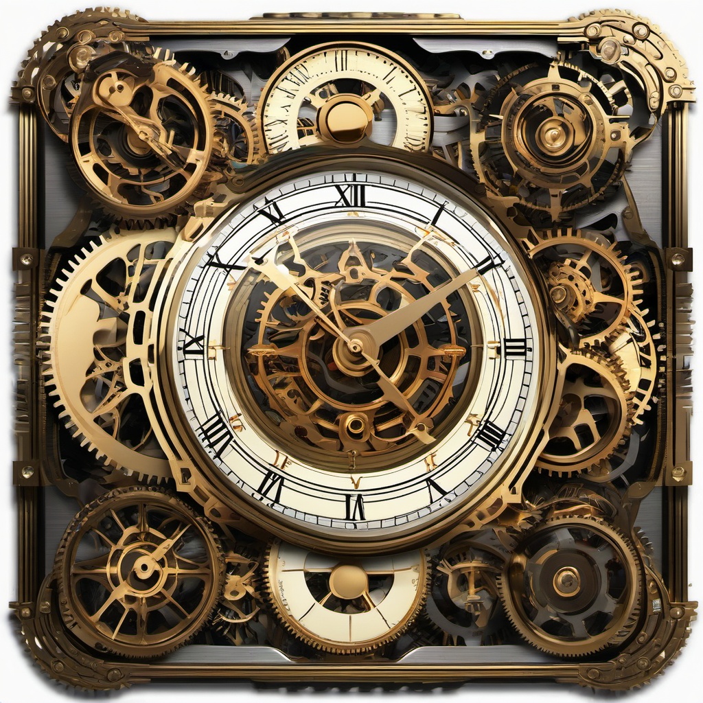 Clock clipart - clock with gears showing the mechanics  