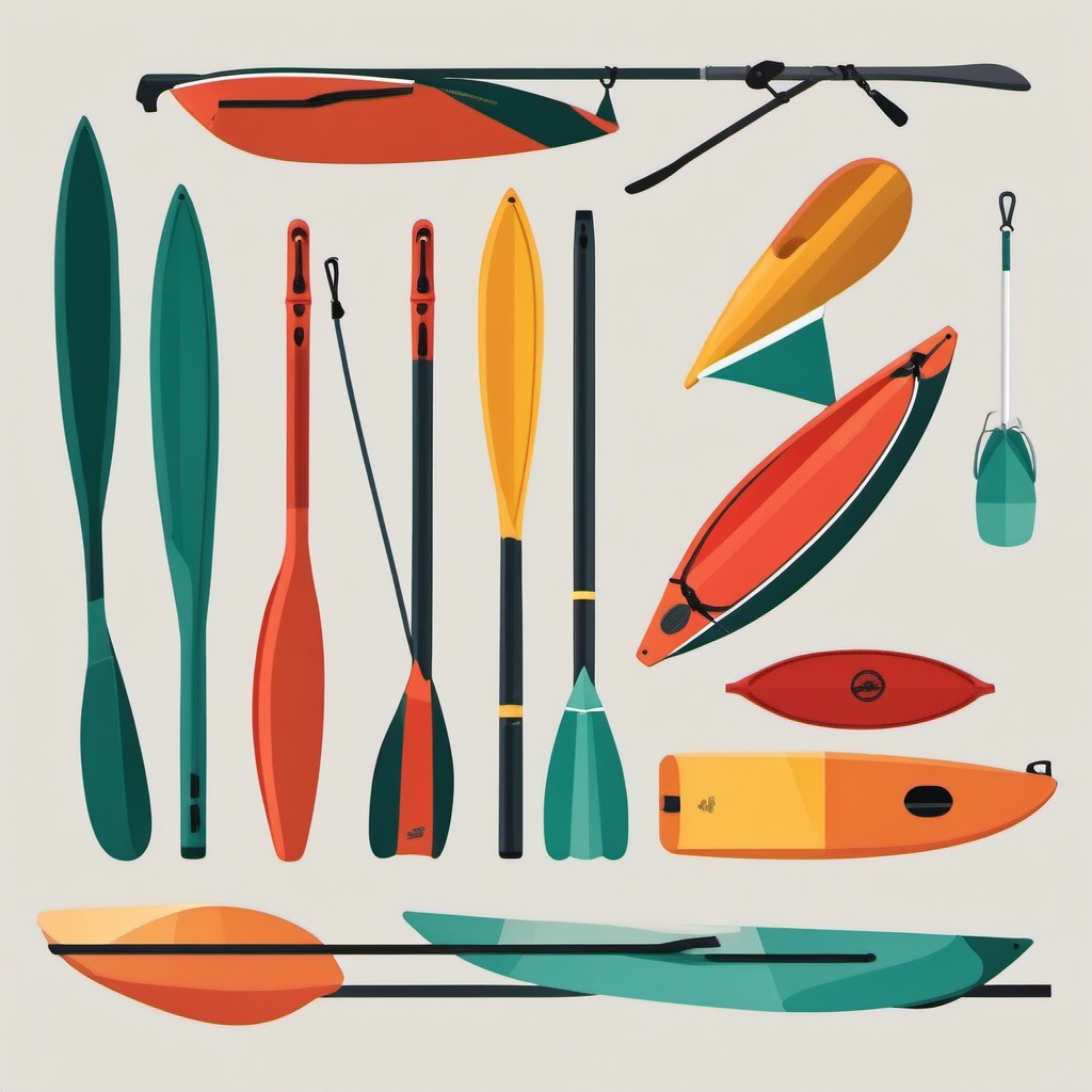 Kayak Paddle Clipart - A paddle for kayaking adventures.  color vector clipart, minimal style