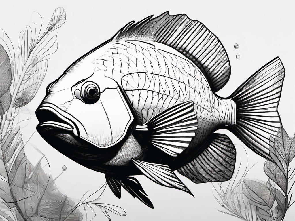 drawing of bumphead parrotfish  minimal rough sketch scribbles,doodles,black and white