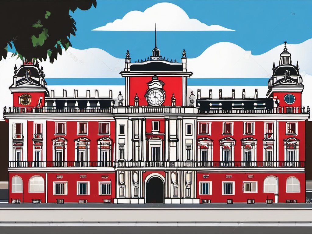 Madrid clipart - Royal Palace of Madrid and Plaza Mayor, ,color clipart vector style