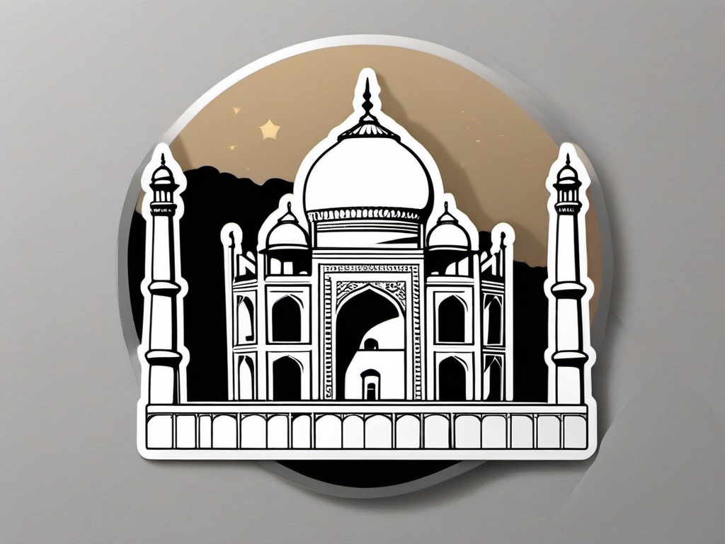 Taj Mahal sticker- Ivory-white marble mausoleum in Agra, , sticker vector art, minimalist design