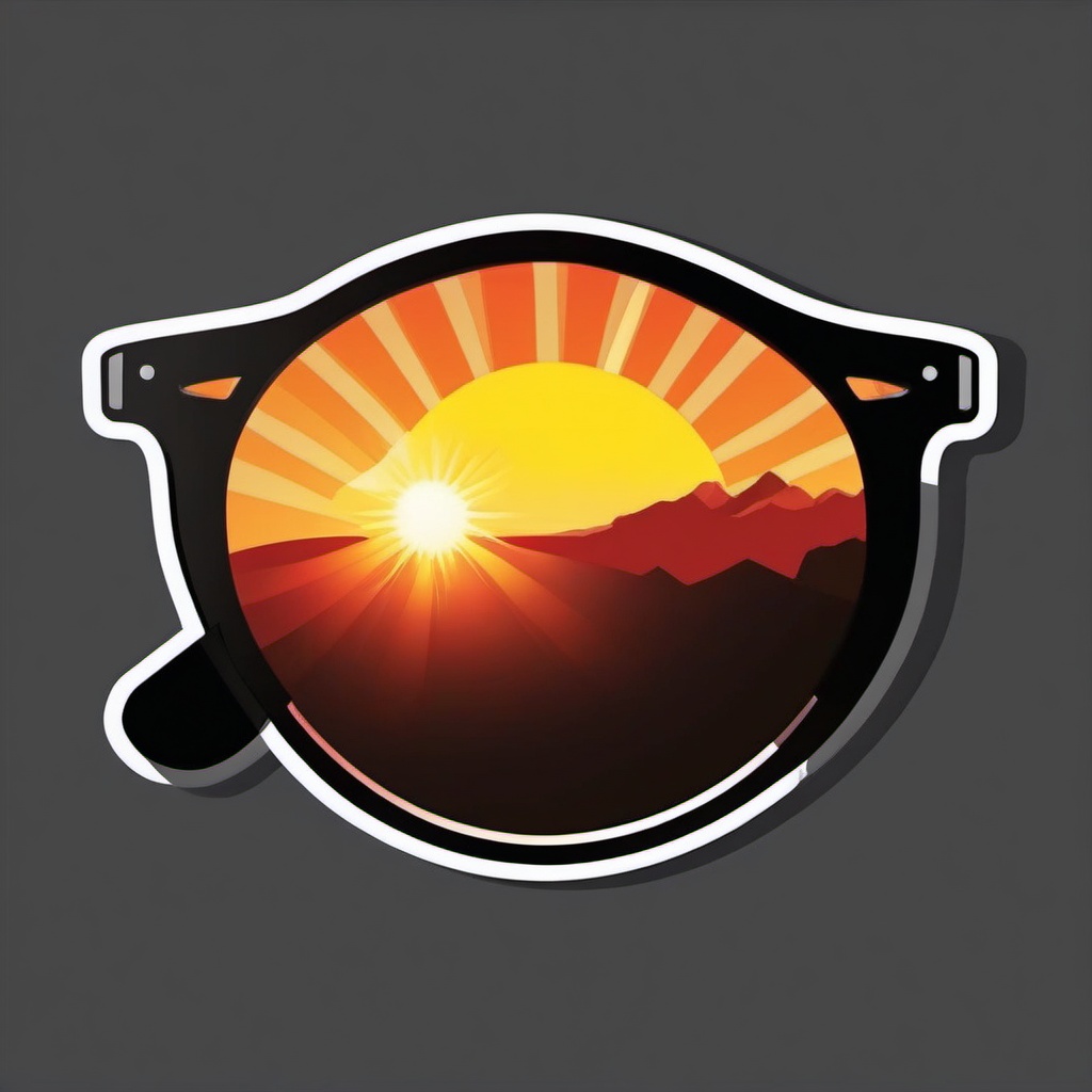 Sunglasses on Sunny Day Sticker - Sunglasses with a bright sun in the background, ,vector color sticker art,minimal