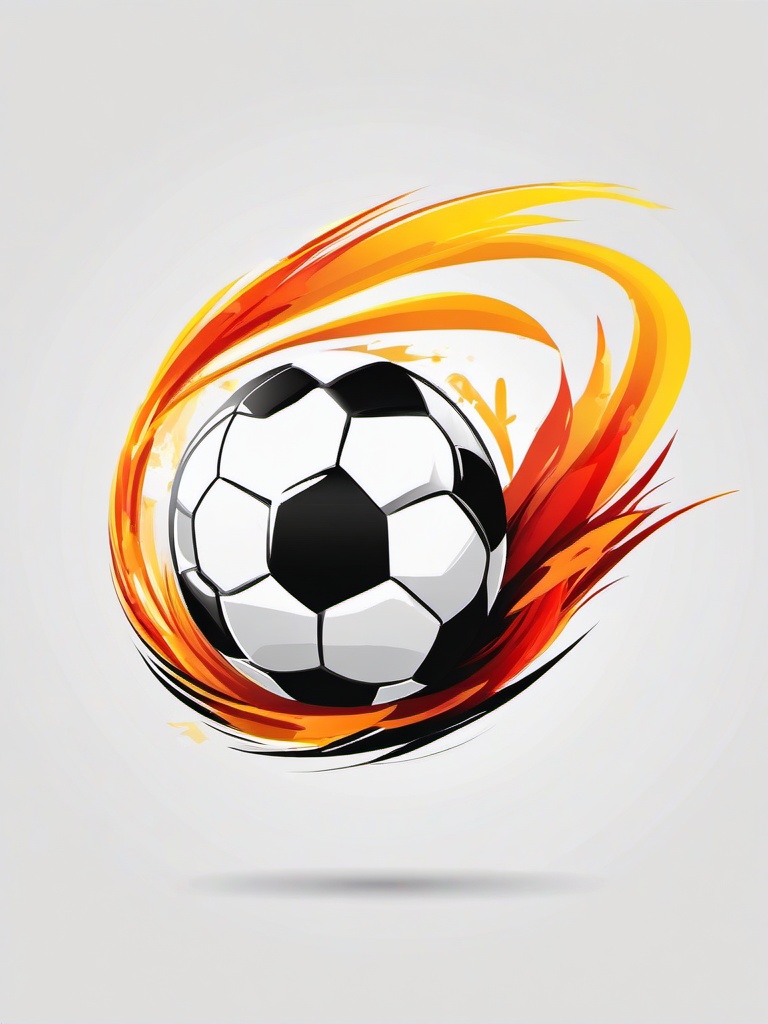 Soccer clipart - soccer ball with fire trails for speed  color,minimalist,vector clipart