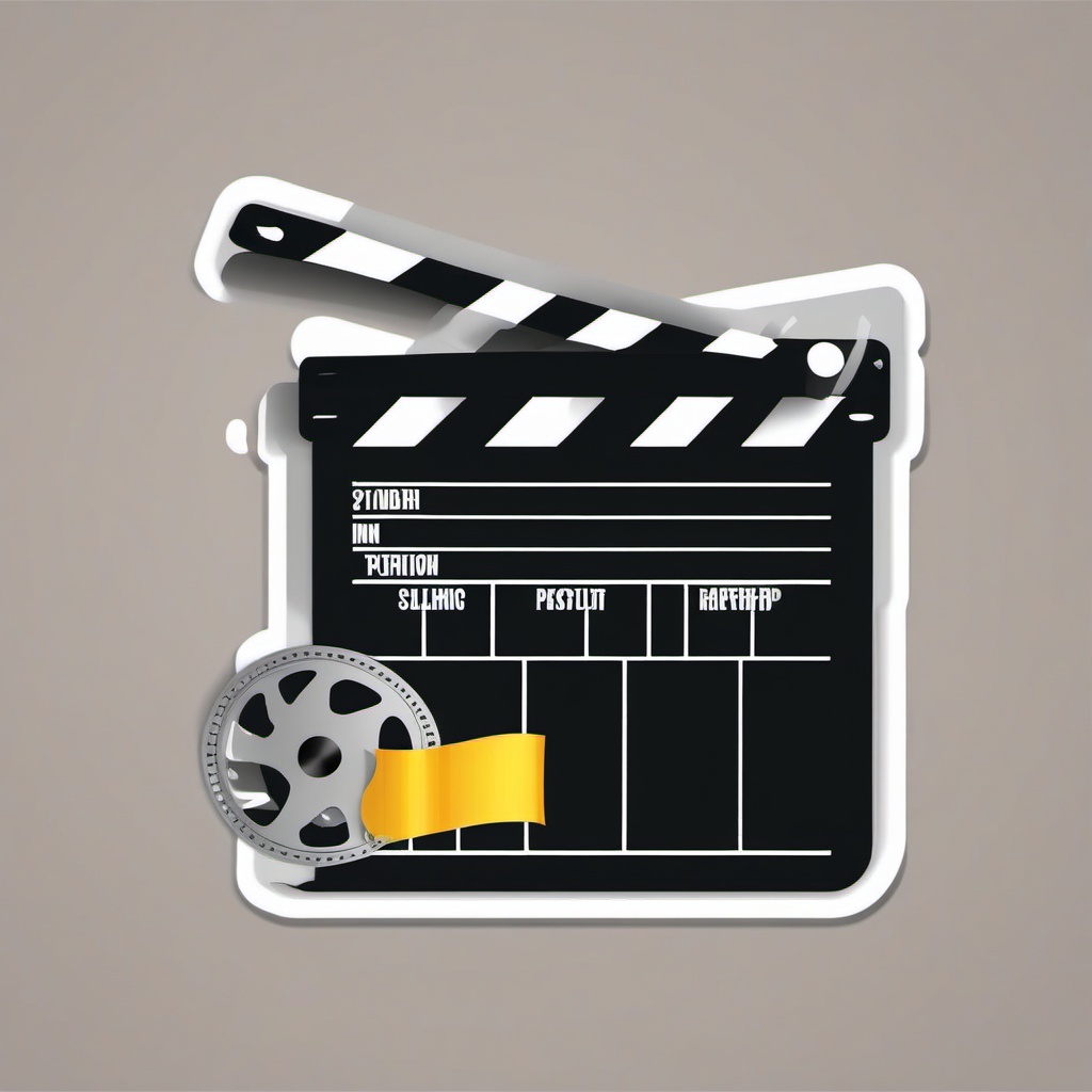 Filmstrip and clapperboard sticker- Movie production, , sticker vector art, minimalist design