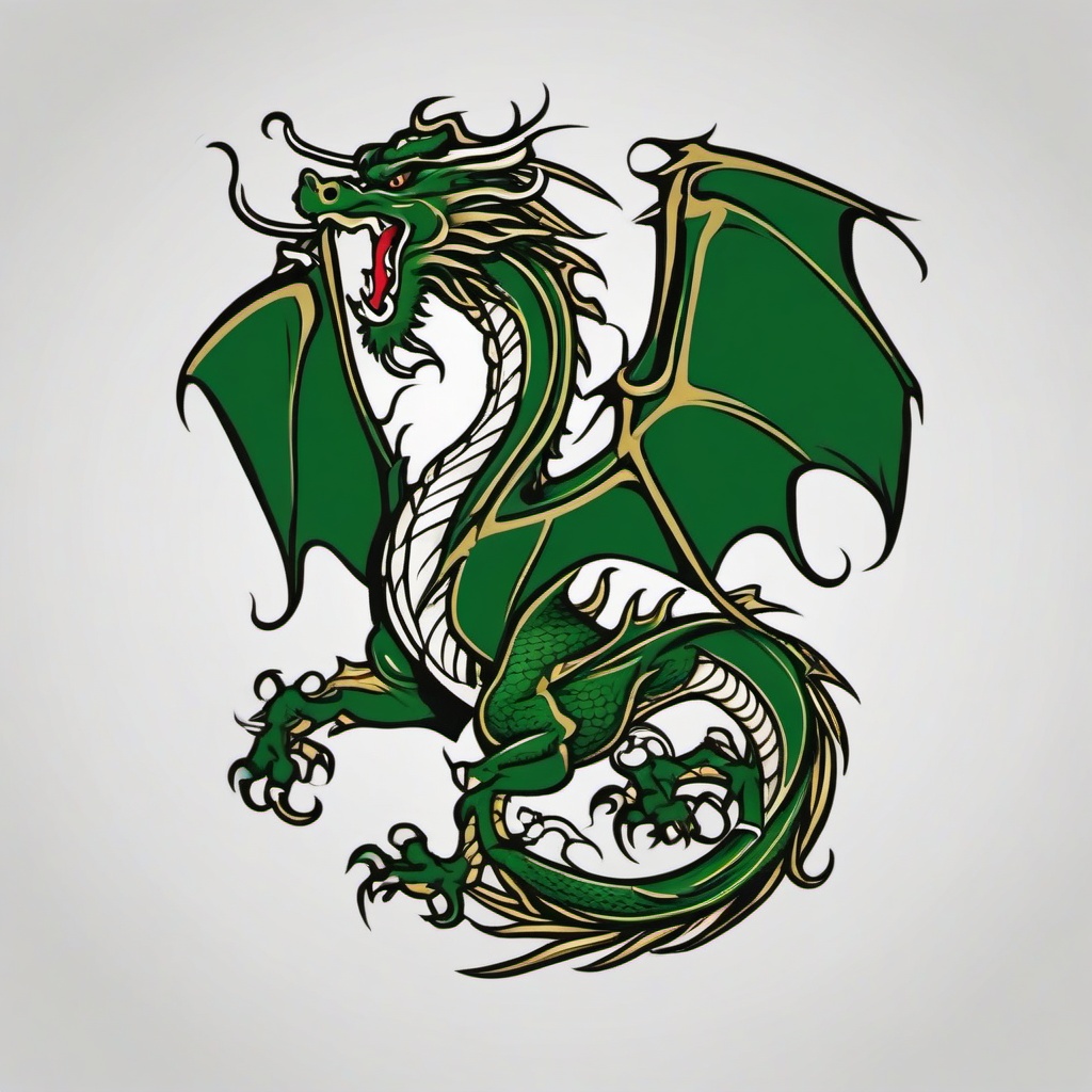 irish dragon tattoo  simple color tattoo,minimal,white background