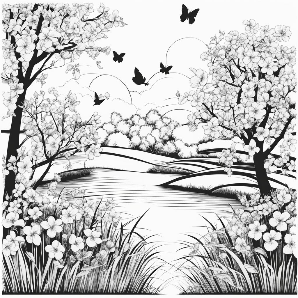 spring clipart black and white 