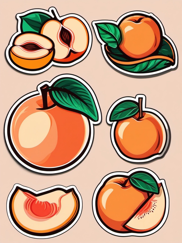 Peach Sticker - Soft and velvety, a peachy indulgence for your taste buds, , sticker vector art, minimalist design