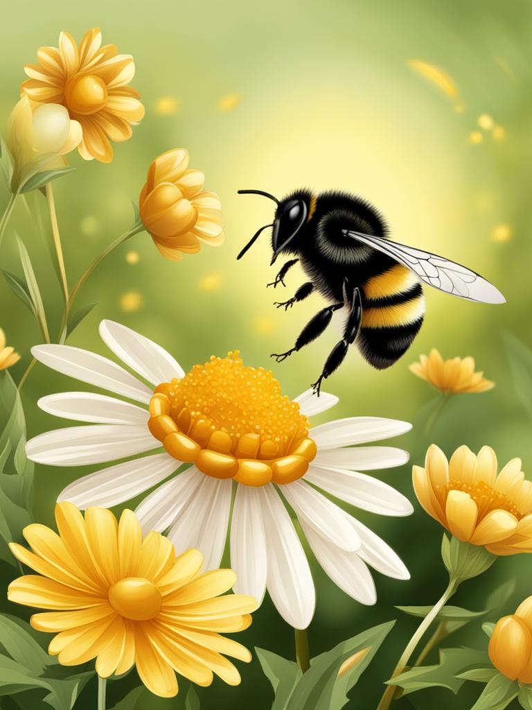 bumblebee clipart,collecting golden honey in a sunlit meadow 