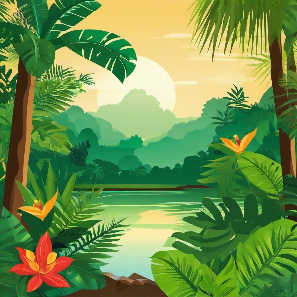 The Amazon Rainforest clipart - World's largest tropical rainforest, ,color clipart vector style