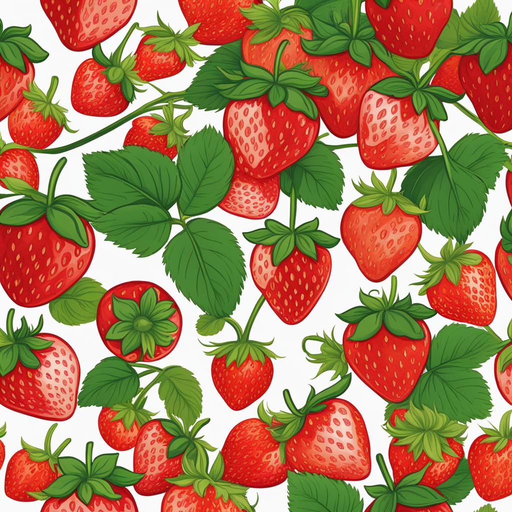 strawberry clipart: growing in a sun-kissed strawberry field. 