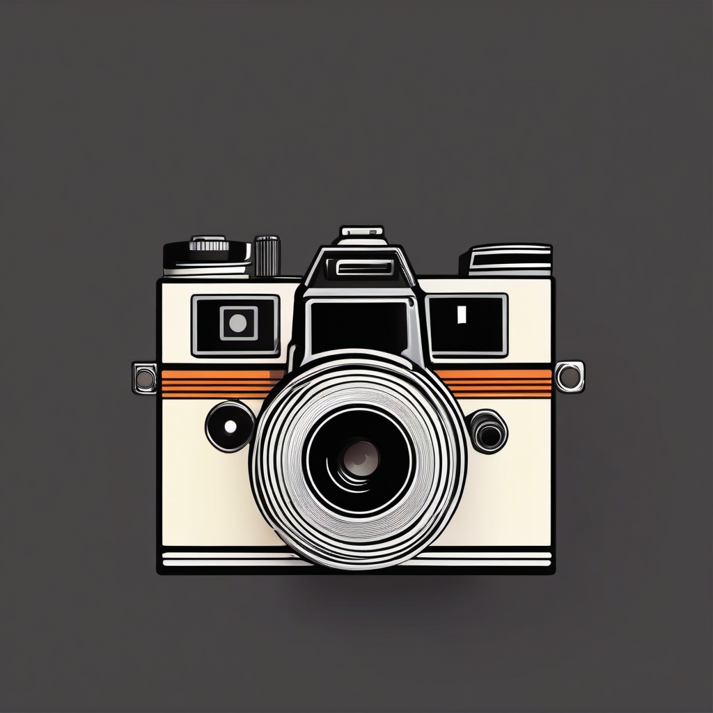 Retro Camera Clipart - Classic film camera capturing a candid moment.  color clipart, minimalist, vector art, 