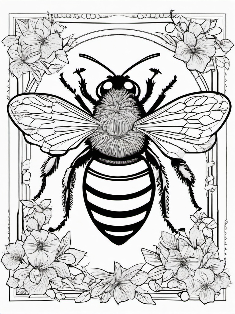 Bumble Bee Coloring Pages - Bumble Bee with a beehive  simple coloring pages