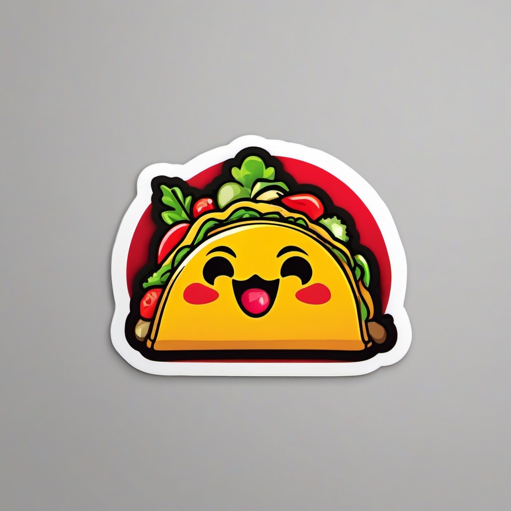 Taco Emoji Sticker - Spicy indulgence, , sticker vector art, minimalist design