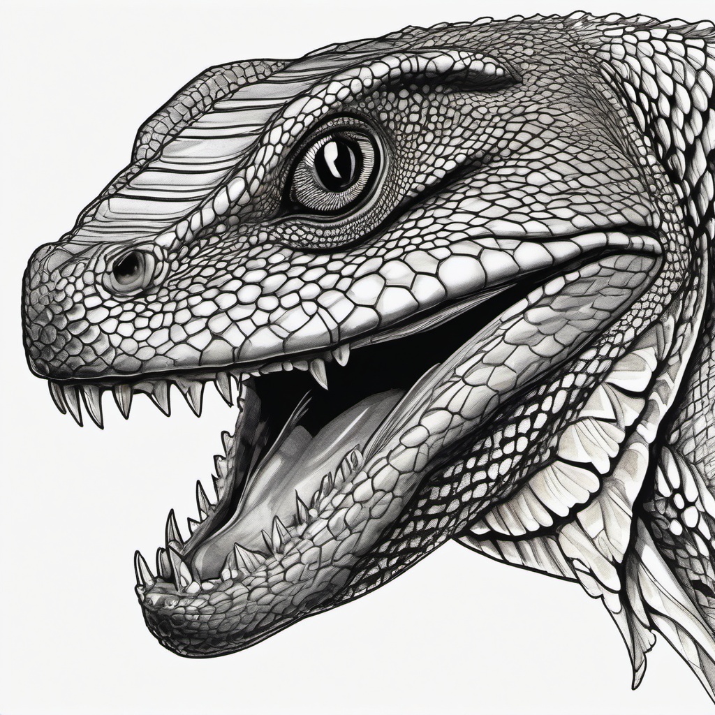 Varanus salvatore  ,tattoo design, white background