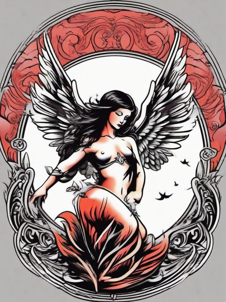 fallen angel tattoo  simple vector color tattoo