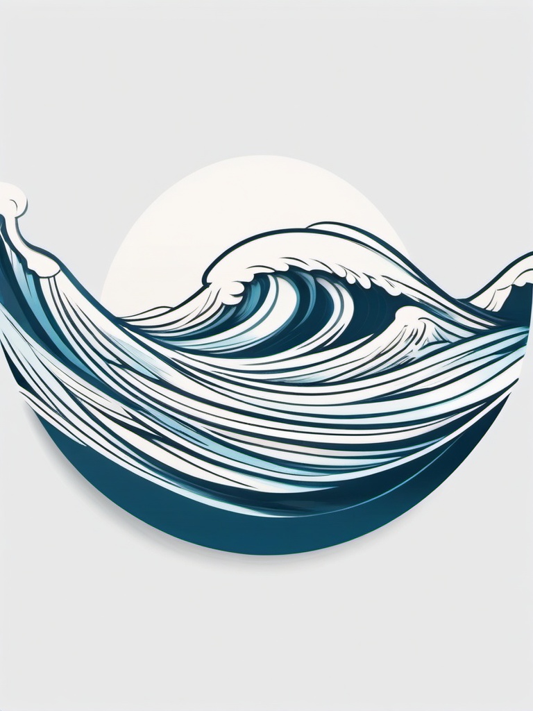 Wave Band Tattoo - Showcase the fluidity and beauty of waves in a stylish and impactful band-style tattoo.  simple vector color tattoo,minimal,white background