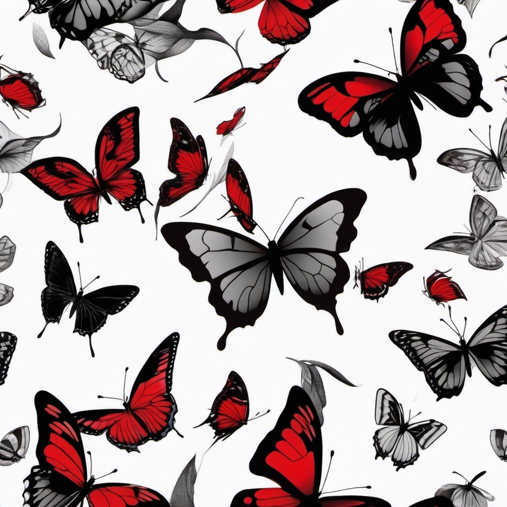 black and red butterfly tattoo  simple color tattoo,white background,minimal