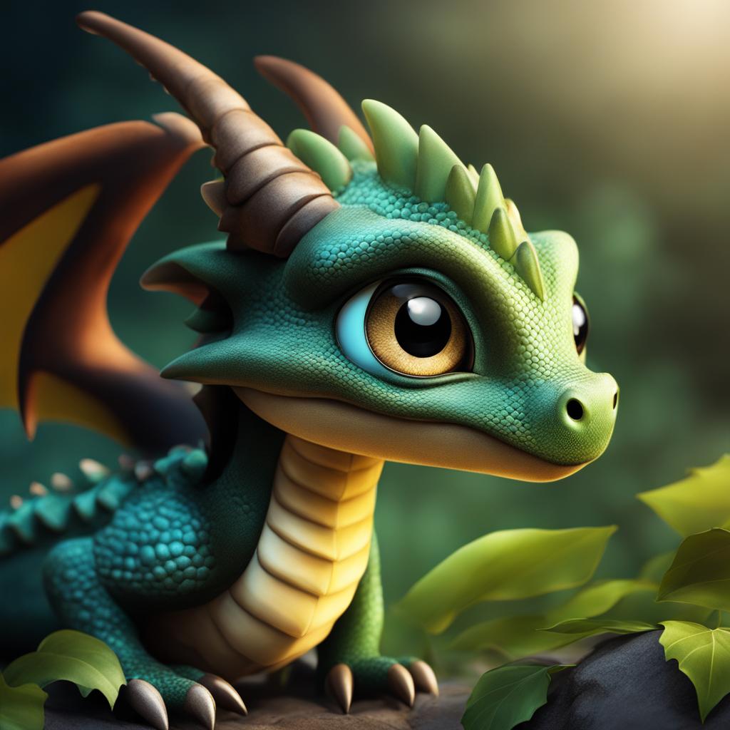 cute dragon with big eyes 