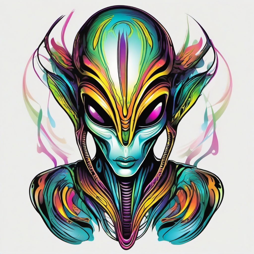 Alien Tattoo Color - Vibrant and lively, an alien tattoo in color adds personality to your body art.  simple color tattoo,vector style,white background