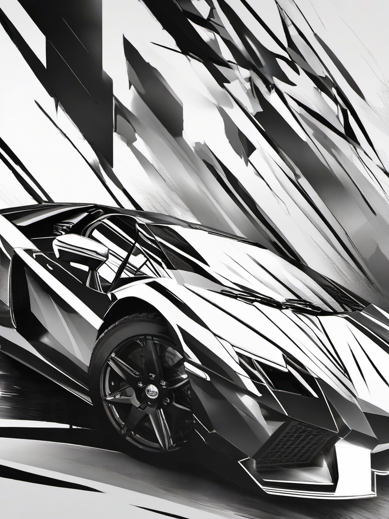 drawing of lambo  minimal rough scribbles,doodles,black and white