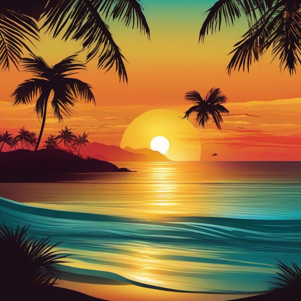 Beach background - tropical sunset beach background  