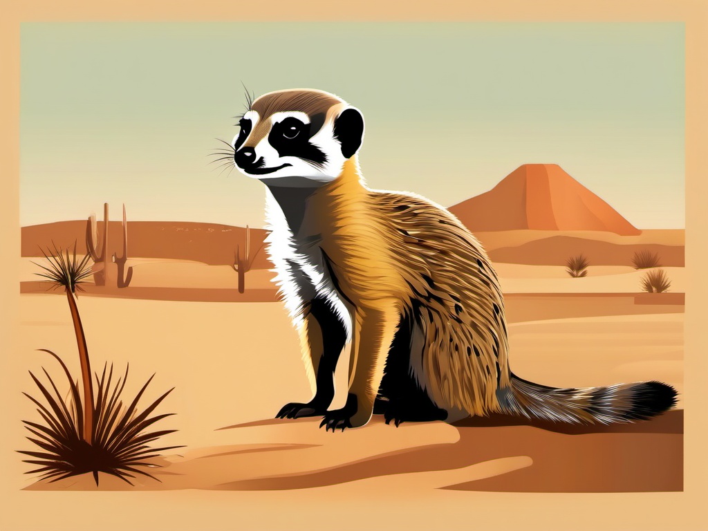 Meerkat clipart - Small, social mongoose in arid regions, ,color clipart vector style