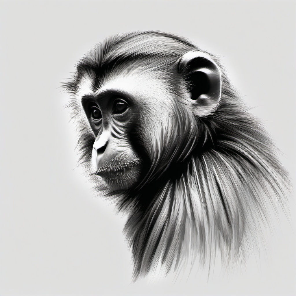 drawing of a capuchin monkey  minimal rough sketch scribbles,doodles,black and white