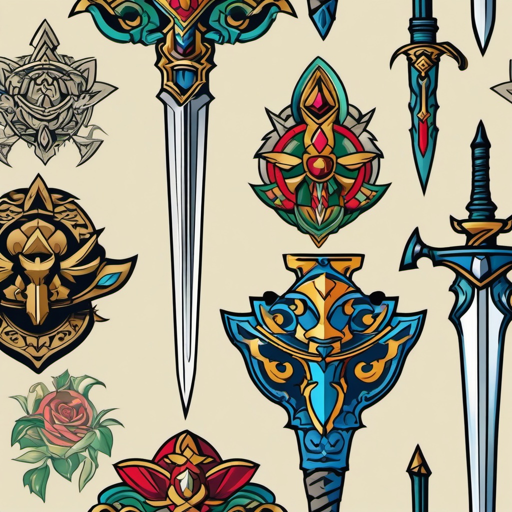 zelda sword tattoo  simple vector color tattoo