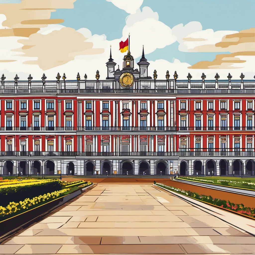 Madrid clipart - Royal Palace of Madrid and Plaza Mayor,  color vector clipart