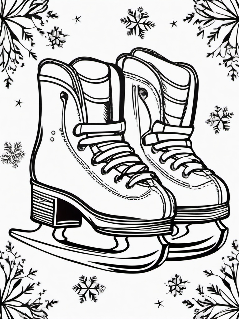 Winter Ice Skates Coloring Pages - Skates Ready for a Fun Day on Ice  minimal black outline printable sheet, coloring page