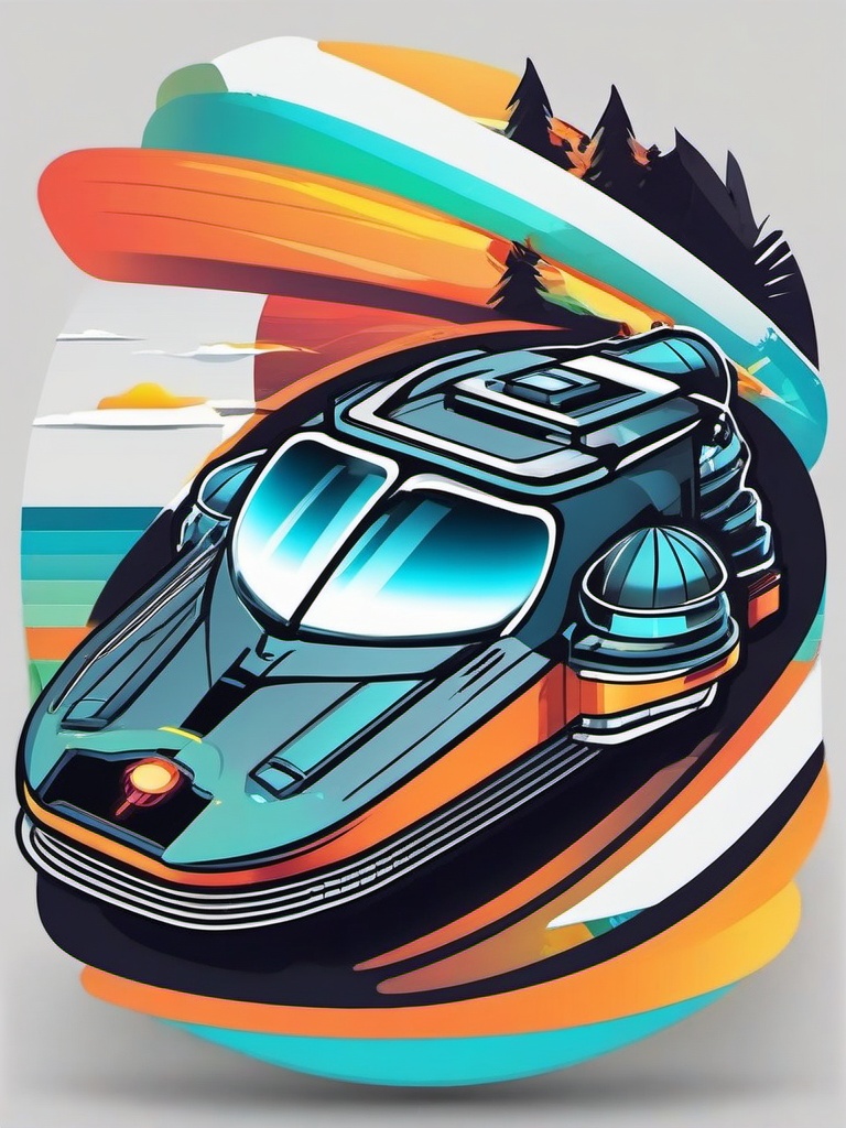 Futuristic Transportation sticker- Hovercraft Adventure, , color sticker vector art