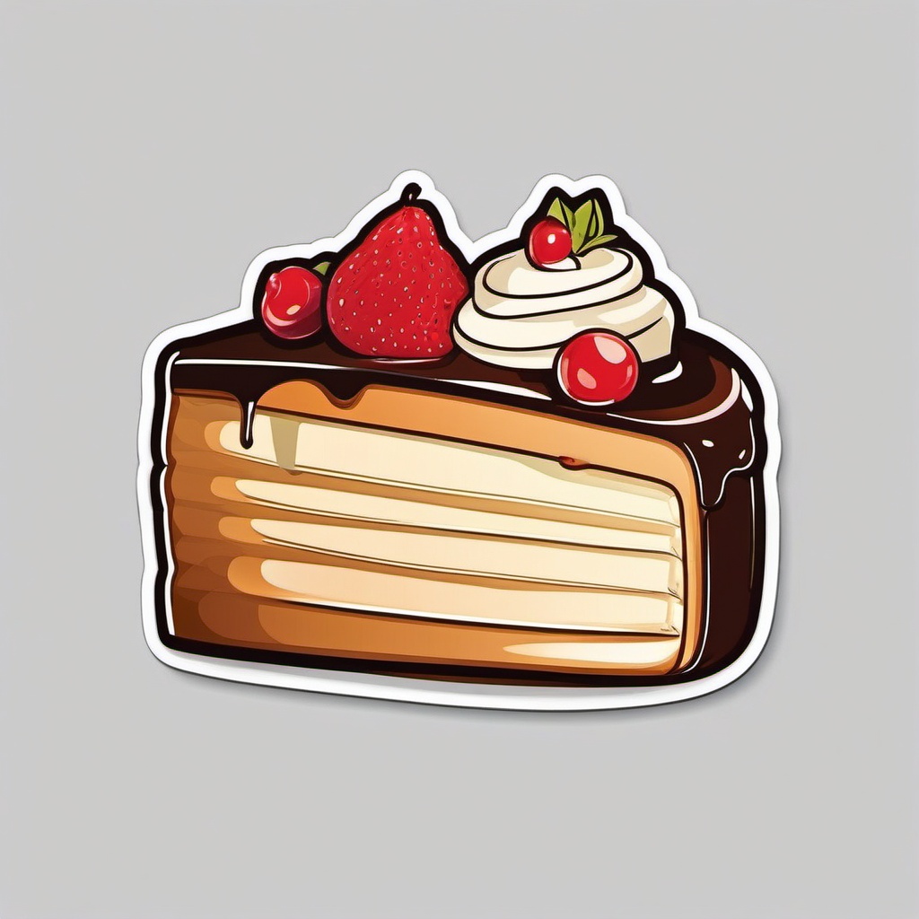 Cake Sticker - Delicious slice of cake, ,vector color sticker art,minimal