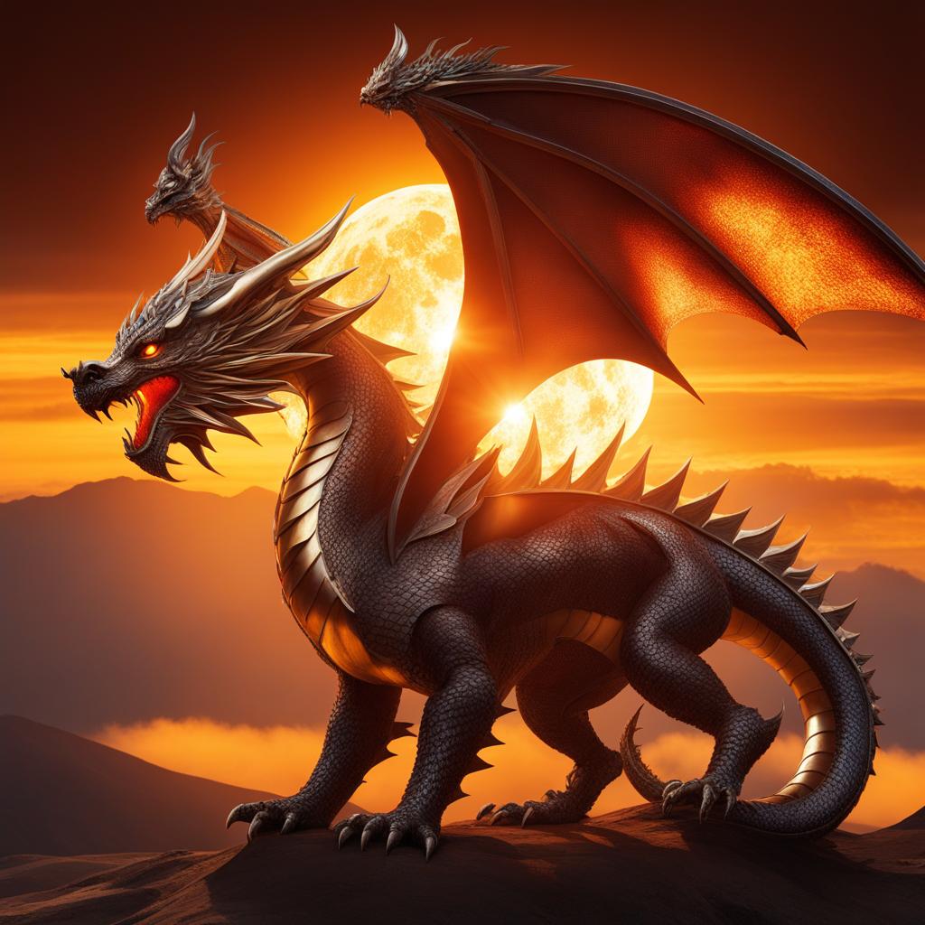 solar dragon harnessing the power of the sun, creating solar flares and radiating solar energy. 