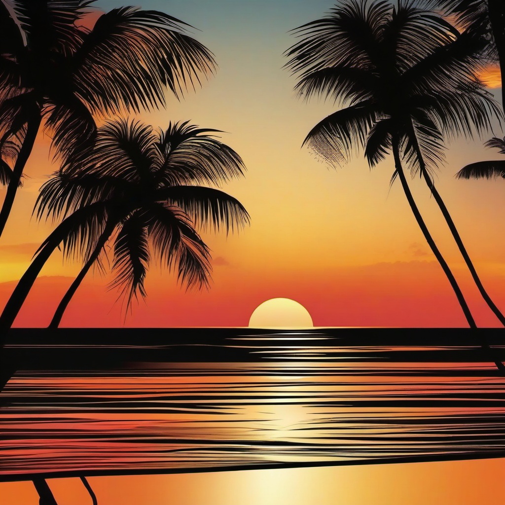 Tropical Sunset Serenity Beach Background intricate details, patterns, wallpaper photo