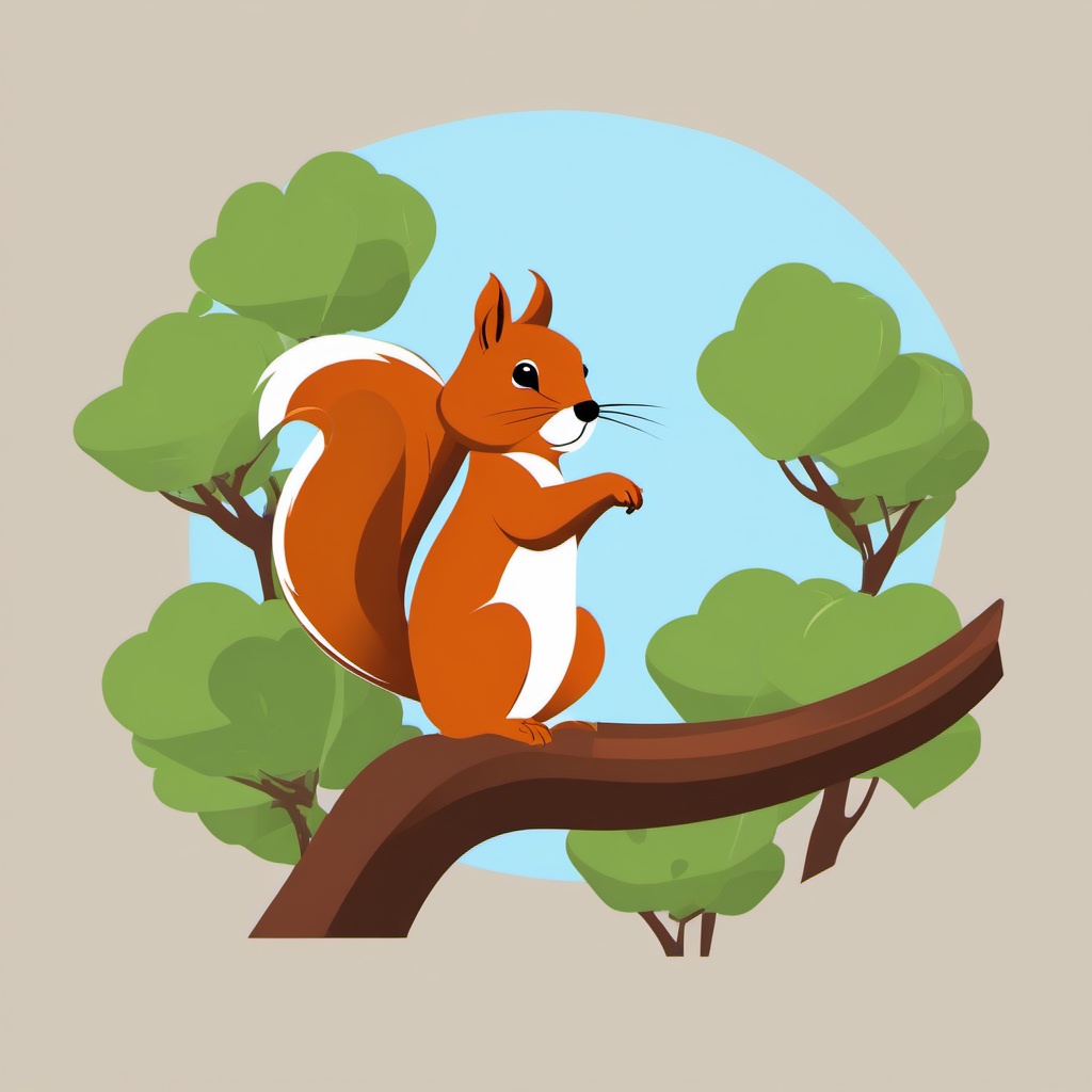 Squirrel clipart - squirrel climbing up a tree  color,minimalist,vector clipart