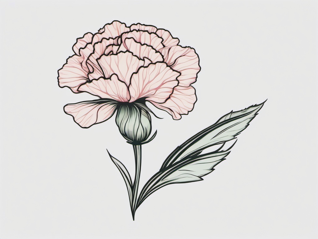 Carnation Tattoo Small,Delicate and subtle look in a small carnation tattoo, perfect for minimalist and discreet expression.  simple color tattoo,minimal vector art,white background