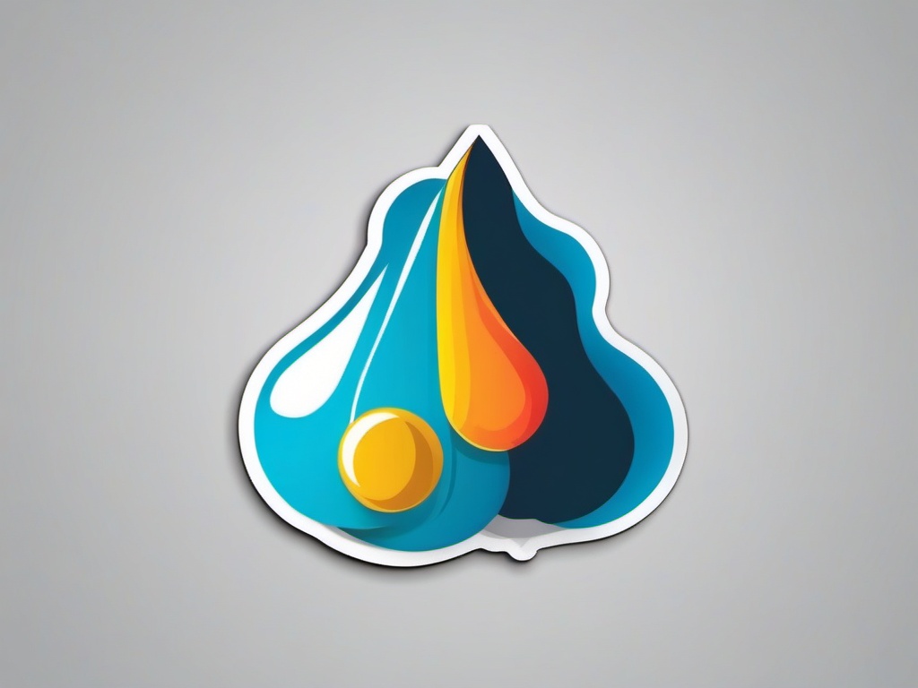 Raindrop Sticker - Single raindrop falling, ,vector color sticker art,minimal