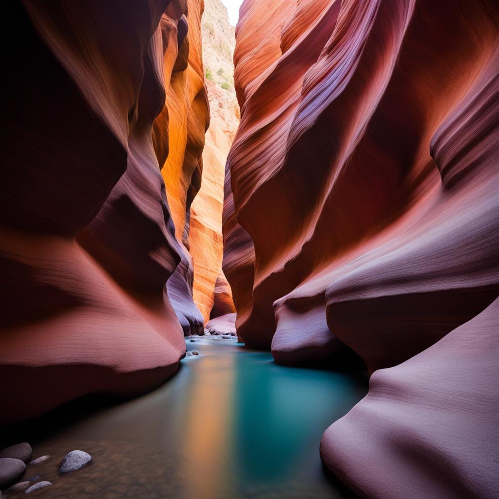 hike through rainbow canyon, a stunning canyon where the rocks and river are all vibrant colors. 