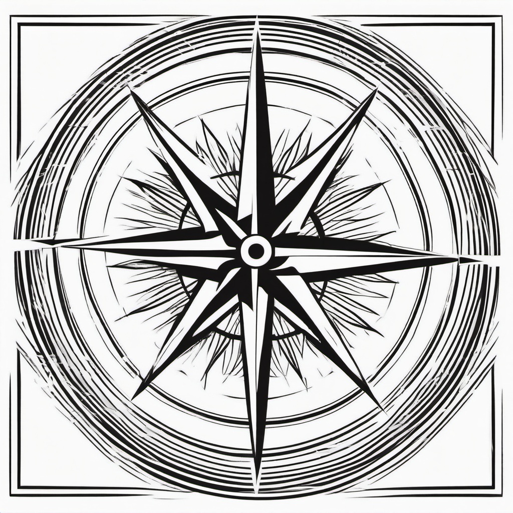 Compass and Square Tattoo - Compass design enclosed in a square.  simple vector tattoo,minimalist,white background