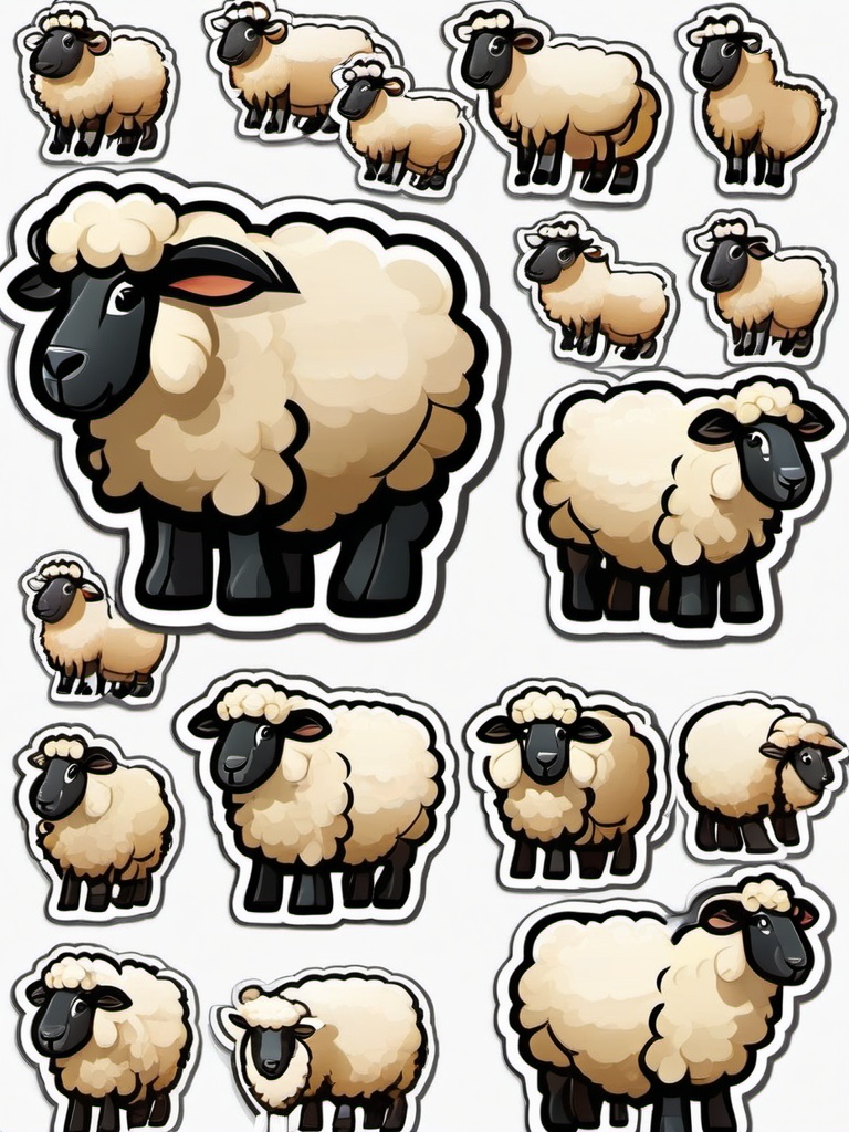 Beltex Sheep cartoon - robust sheep breed known for meat quality  cartoon sticker style