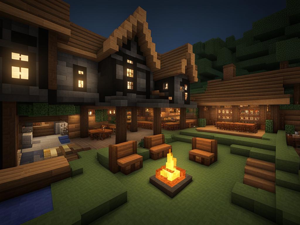 tavern with a roaring fireplace and hearty feasts - minecraft house design ideas minecraft block style