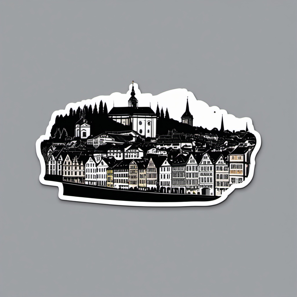 Bern Old Town sticker- Well-preserved medieval old town in Switzerland, , sticker vector art, minimalist design