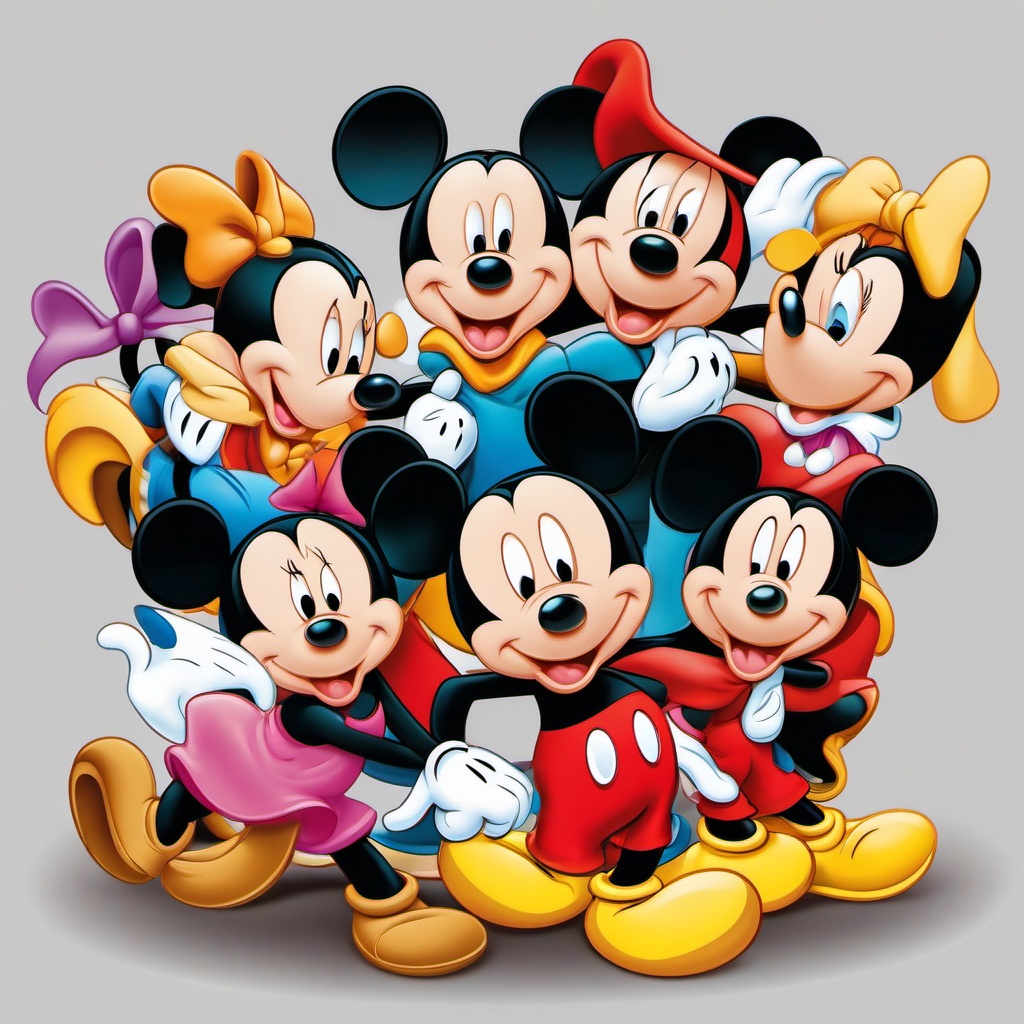 Mickey Mouse clipart - Mickey Mouse and friends in a group hug  