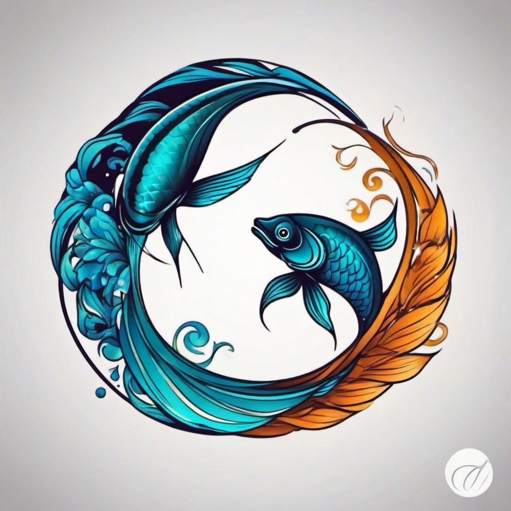 pisces zodiac tattoo designs  simple vector color tattoo