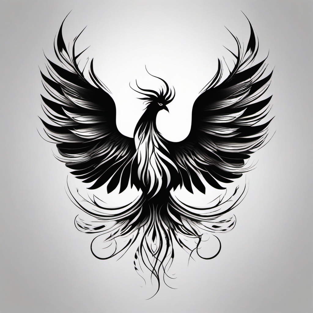 Black and white phoenix tattoo, Minimalistic and striking phoenix tattoos in black and white. , color, tattoo design